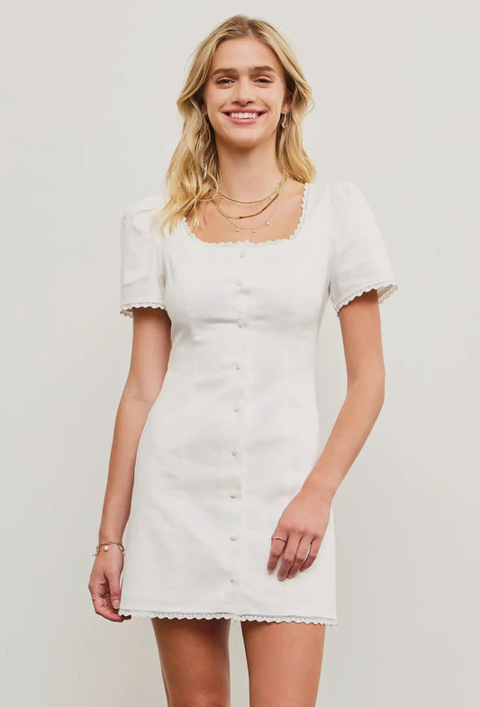 Buttoned White Dress
