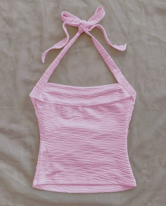Bow Tie Halter Neck Crop Top