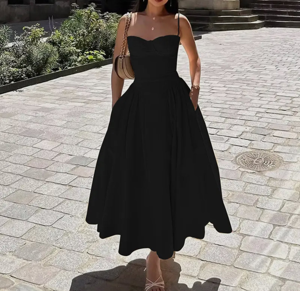 Black Puffy Corset Dress