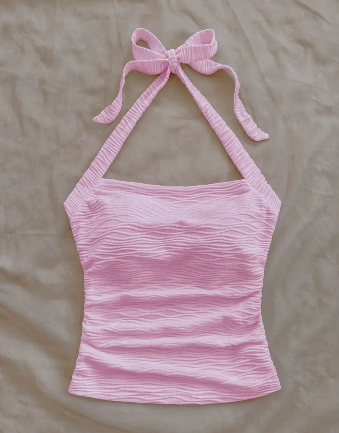 Bow Tie Halter Neck Crop Top