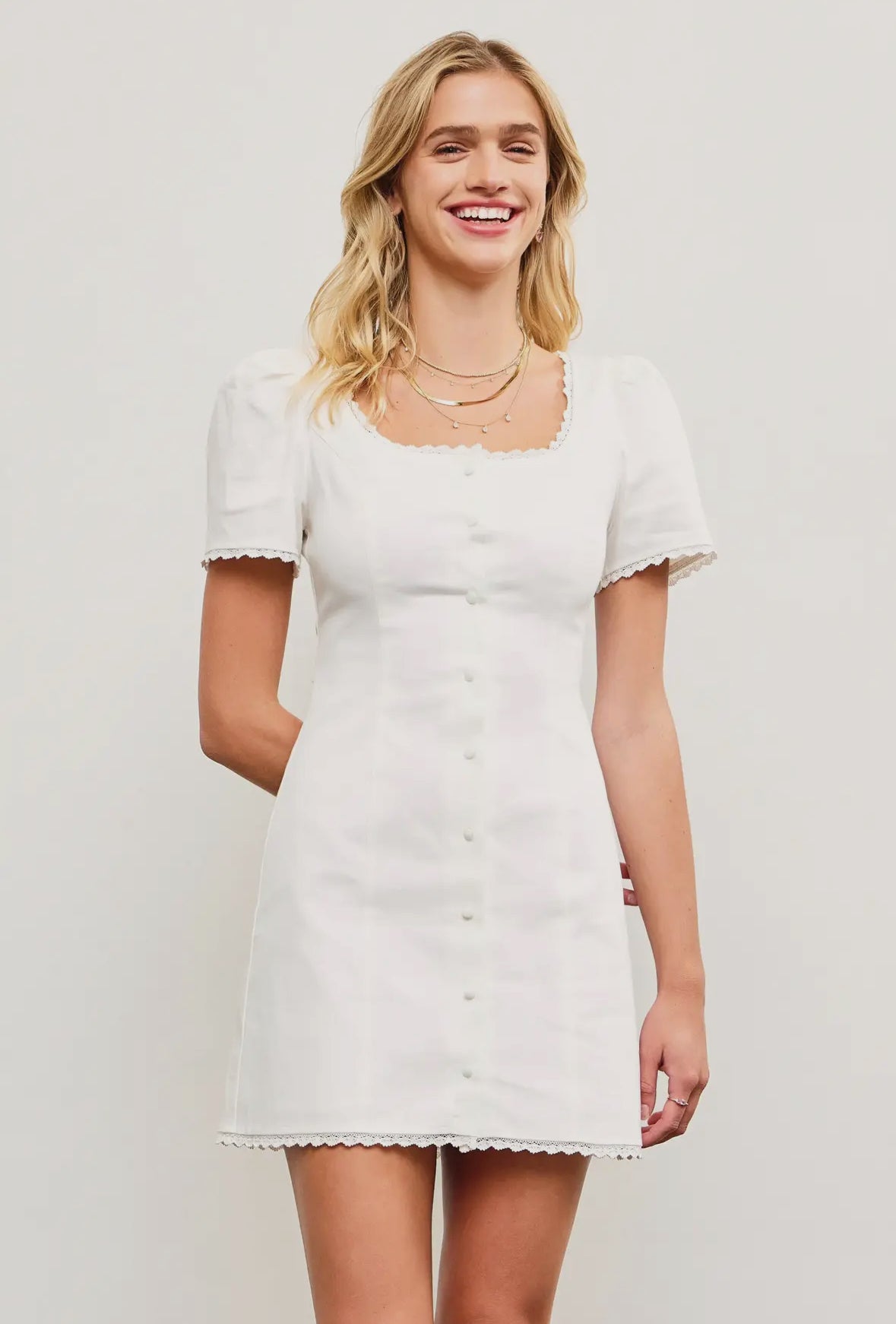 Buttoned White Dress