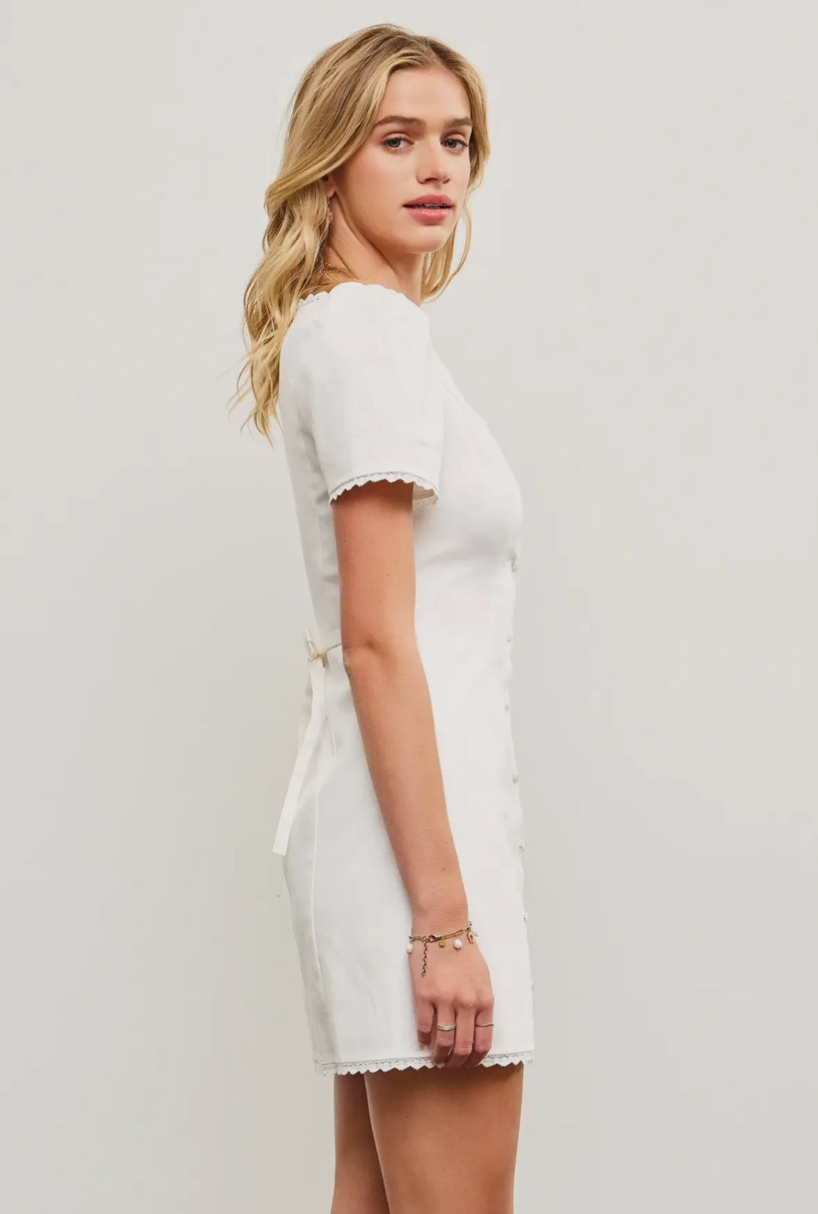 Buttoned White Dress