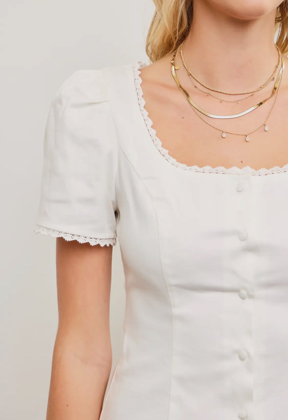 Buttoned White Dress