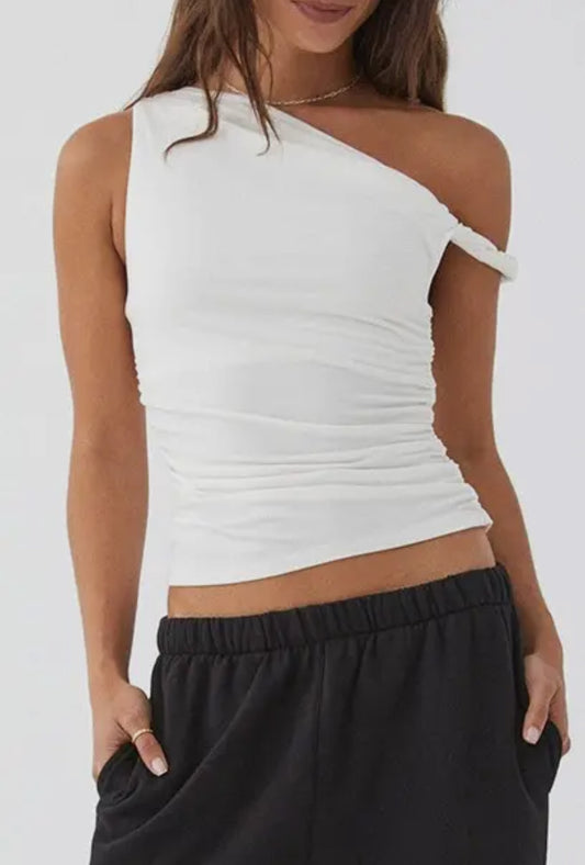 Asymmetrical Twisted Fitted Top