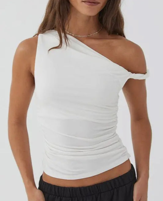 Asymmetrical Twisted Fitted Top